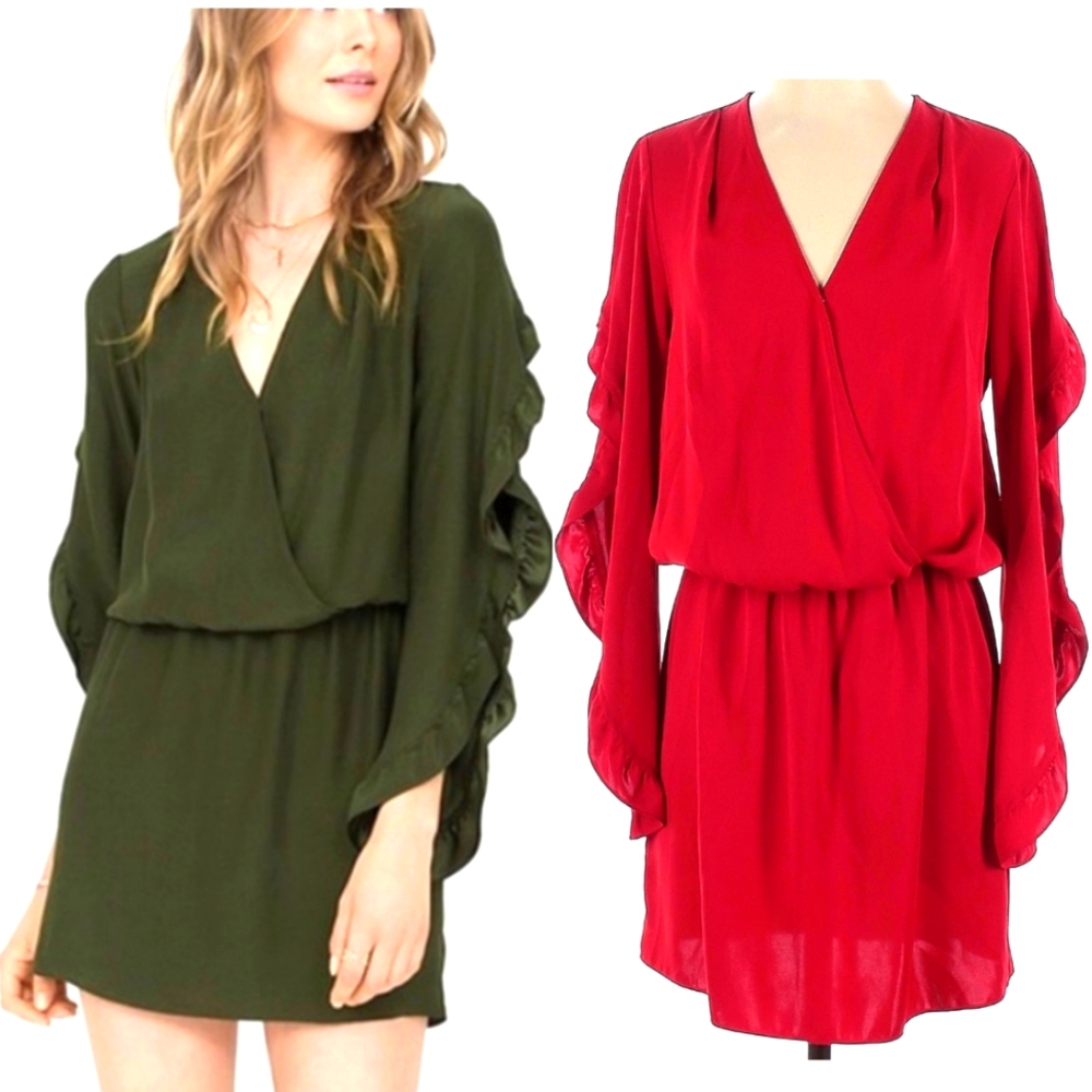 Amanda Uprichard Cherry Red Reverie Ruffle Mini Dress